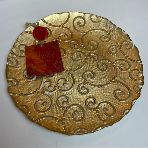 Villa Collection Gilt Decorated 10.5” Glass Plate - Picture 4 of 7